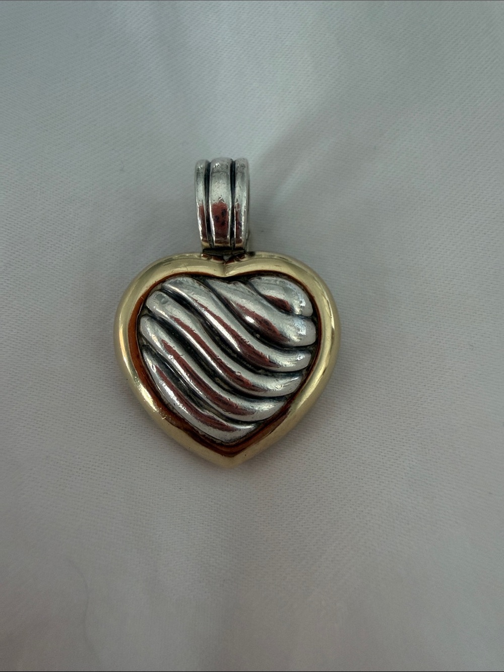 David Yurman Two-Tone Sculpted Cable Heart Locket